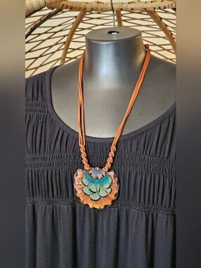 Feather Pendant Rope Necklace